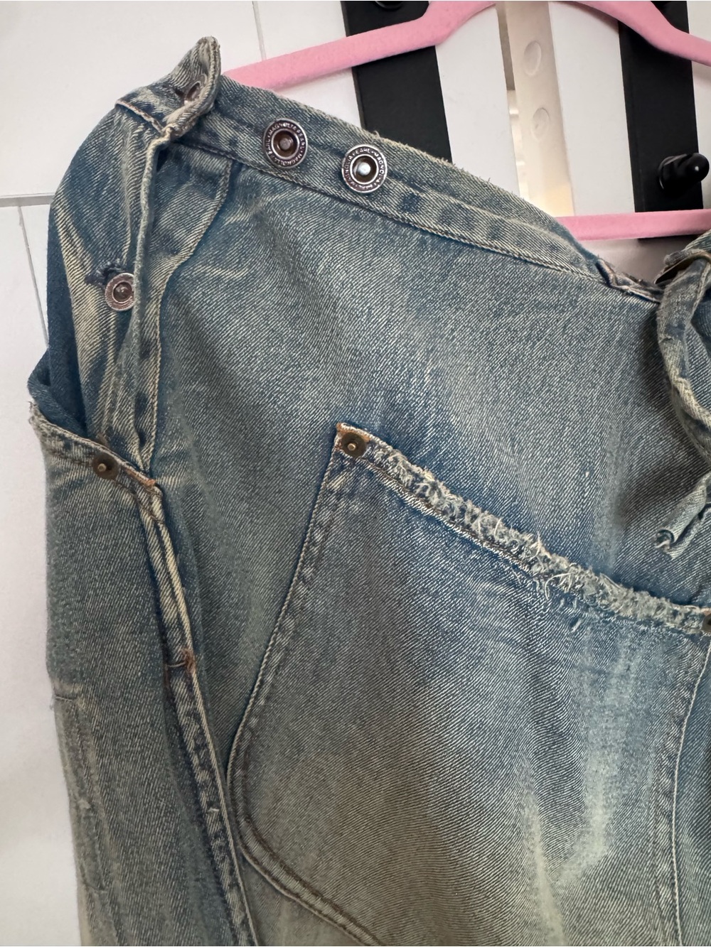 Womens Magnolia Pearl Washed Indigo Denim Pants Jeans Adjustable O/S - Picture 5 of 6